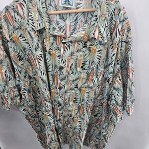HWY 1 Hawaiian Tropical Surfboard Made In USA Button Down Size 4XLT